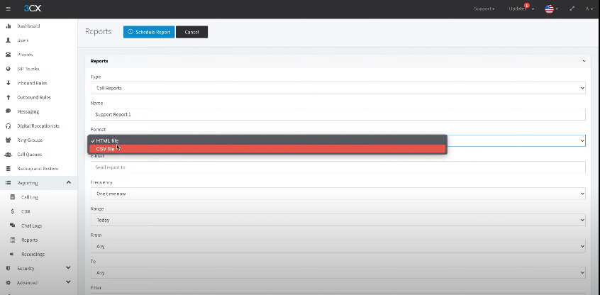 types of 3cx management console reports - telecloud