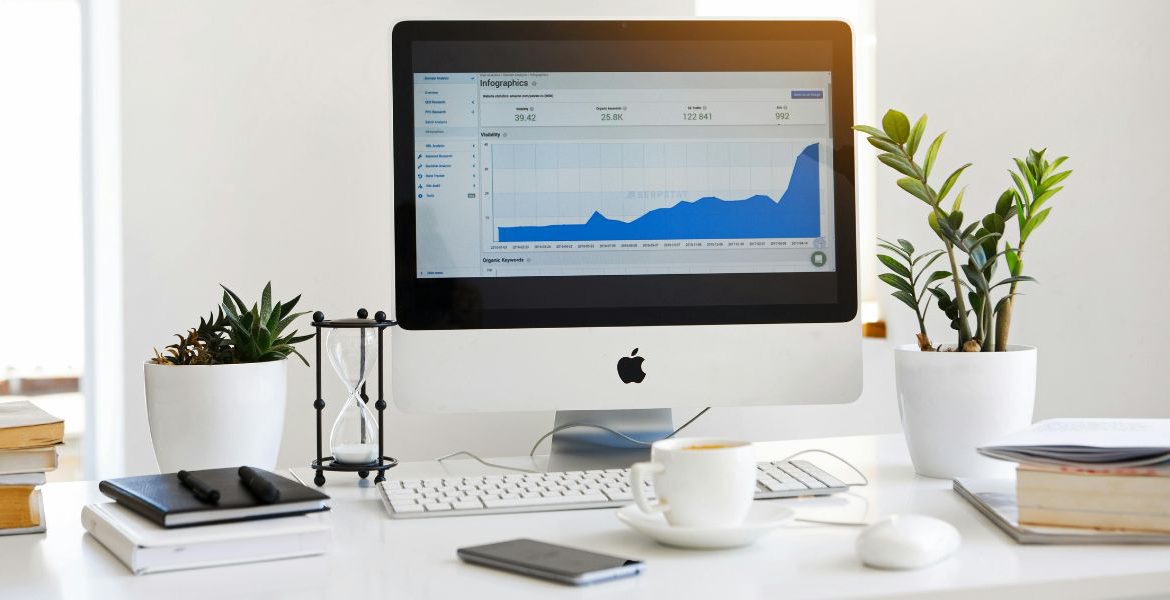 Computer screen displaying growing analytics and call data trends, representing VoIP lead generation performance metrics.