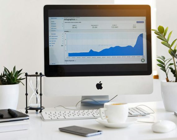 Computer screen displaying growing analytics and call data trends, representing VoIP lead generation performance metrics.
