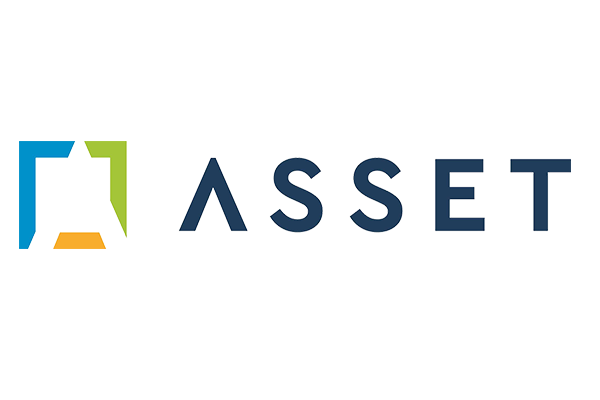 The Asset Living logo. It features a stylized square graphic on the left, with a light blue top and left side, a light green top right side, and an orange bottom right side. To the right of the graphic is the word "ASSET" in dark blue capital letters. The logo is on a white or transparent background.